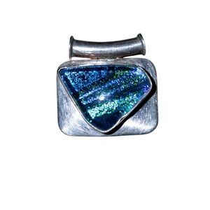 Handmade .925 Silver Pendant with beautiful Blue Green and Purple Stone 15 Grams